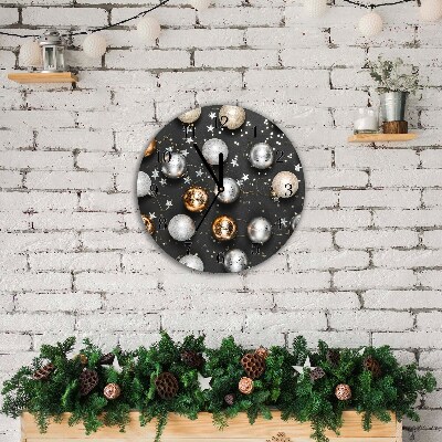 Glass Kitchen Clock Round Holy Christmas baubles