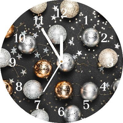 Glass Kitchen Clock Round Holy Christmas baubles