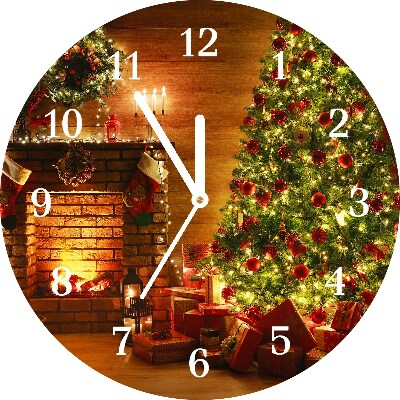 Glass Kitchen Clock Round Christmas Fireplace Christmas Gift