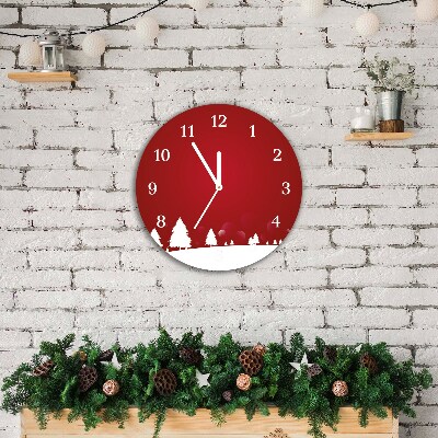 Glass Kitchen Clock Round Christmas tree Christmas Snowflakes