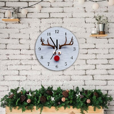 Glass Kitchen Clock Round Holy reindeer Rudolf