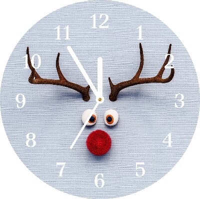 Glass Kitchen Clock Round Holy reindeer Rudolf