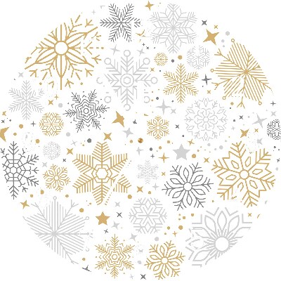 Glass Kitchen Clock Round Snowflakes Christmas Winter