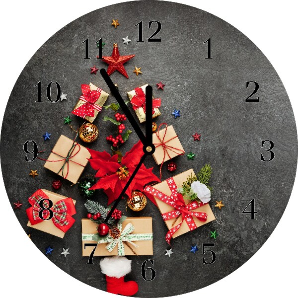 Glass Wall Clock Round Abstraction Christmas Gifts