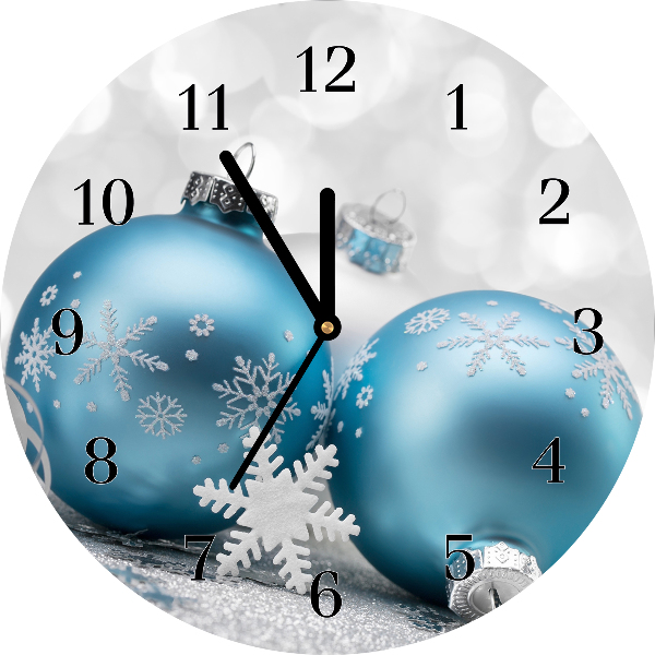 Glass Kitchen Clock Round Baubles Winter Holiday Decorations