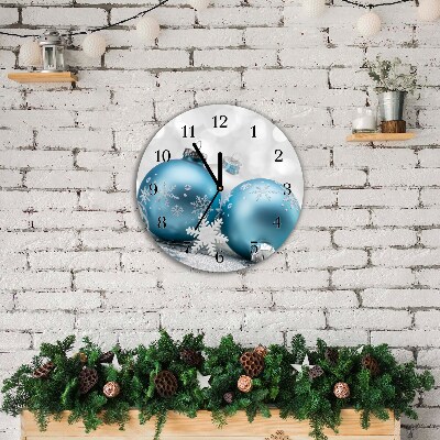 Glass Kitchen Clock Round Baubles Winter Holiday Decorations