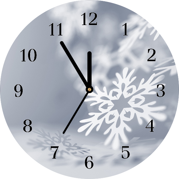 Glass Wall Clock Round Snowflake Christmas Decoration