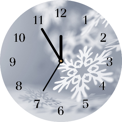 Glass Wall Clock Round Snowflake Christmas Decoration